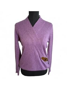 Lauren by Ralph Lauren purple Wool/Cashmere Blend Wrap Sweater Size M